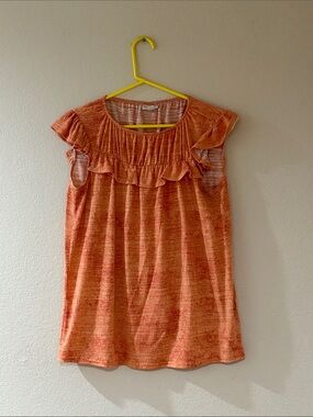 LuLaRoe Orange Ruffle Flutter Sleeve Top